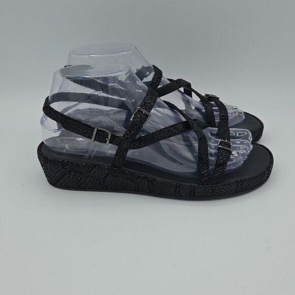 thierry rabotin Strappy Black Sandals US Sz 6.5 EU Sz 36.5 Leather Buckle Close - Picture 5 of 9